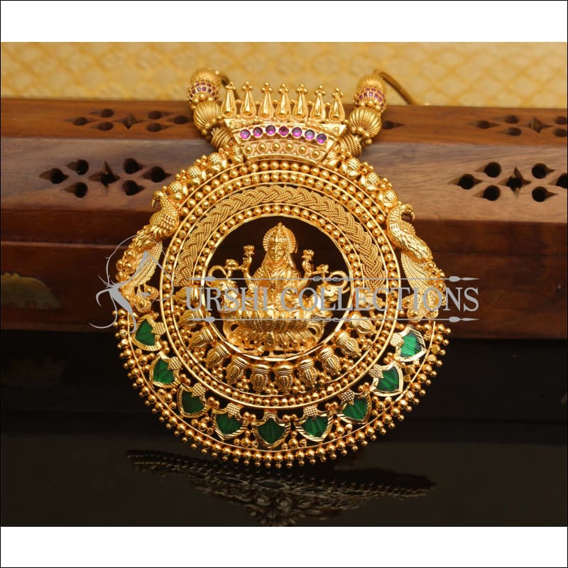 Big pendant kerala traditional gold plated necklace M256 - Necklace Set