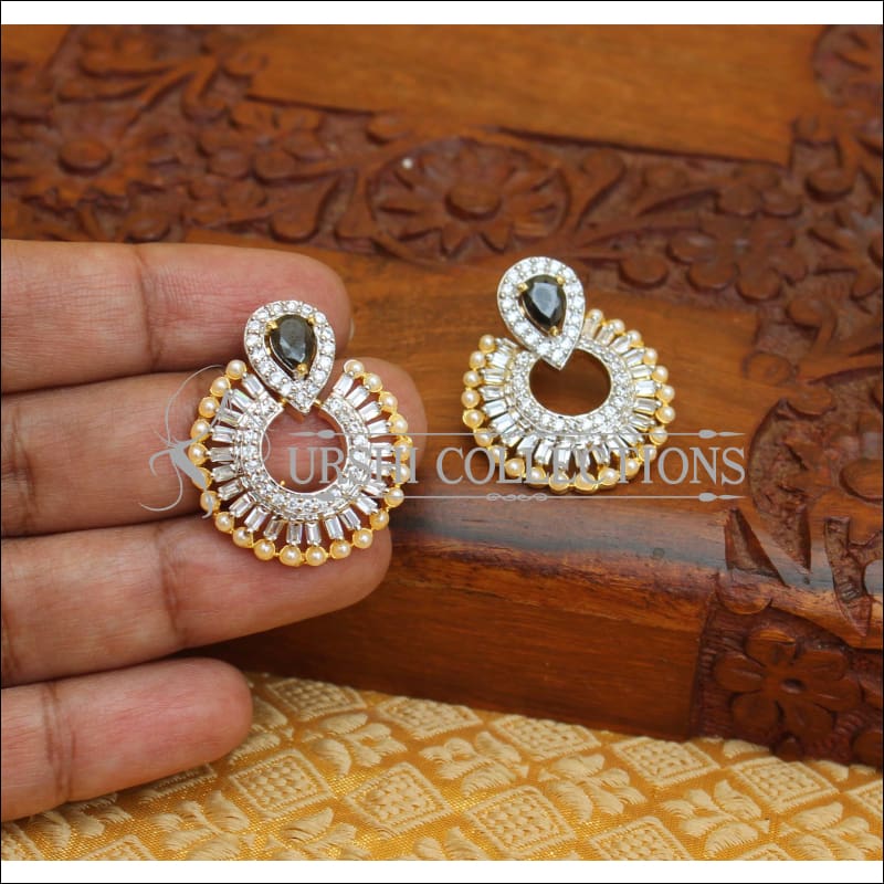 CZ DESIGNER EARRINGS UTV231 - BLACK - Earrings