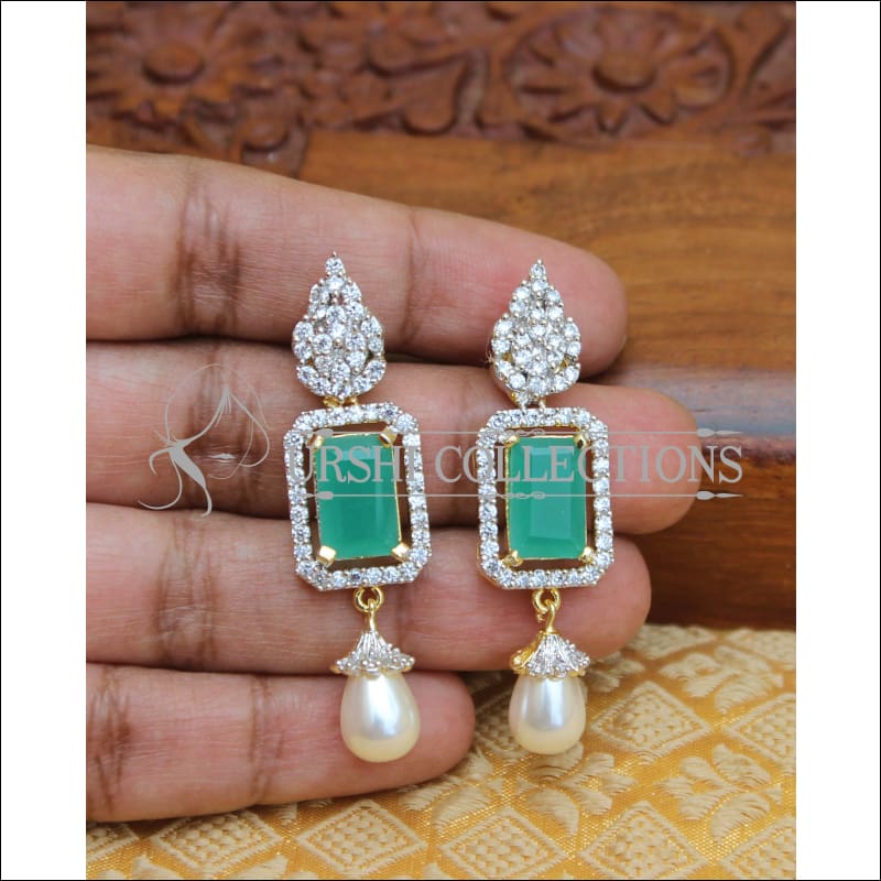 CZ DESIGNER EARRINGS UTV254 - GREEN - Earrings