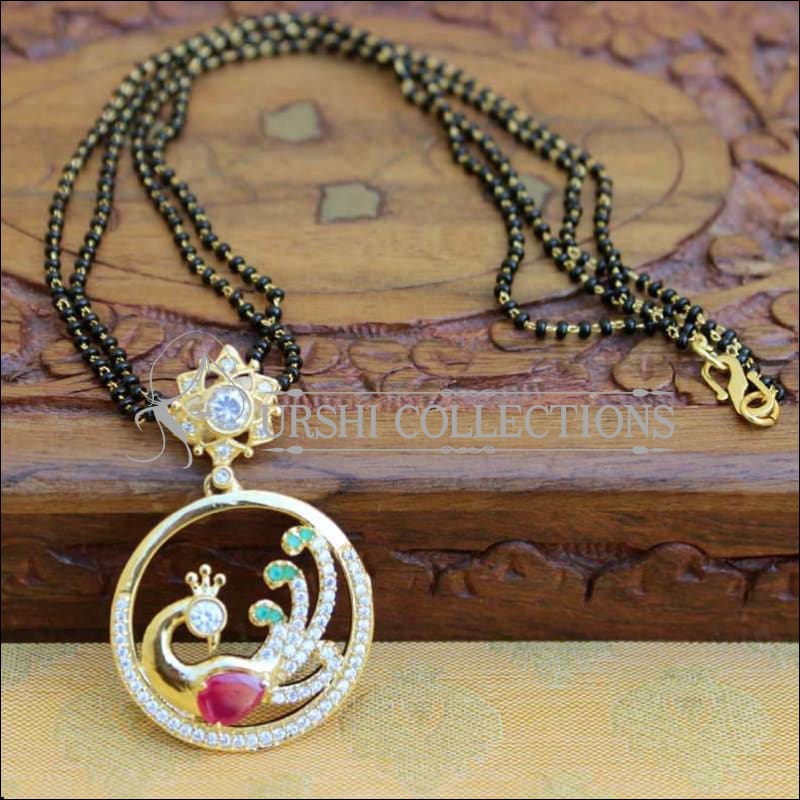 CZ Encrusted Peacock Pendant Mangalasutra - Multi - Mangalsutra