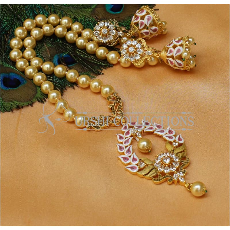 Designer Antique Necklace Set UC-NEW1325 - White - Necklace Set