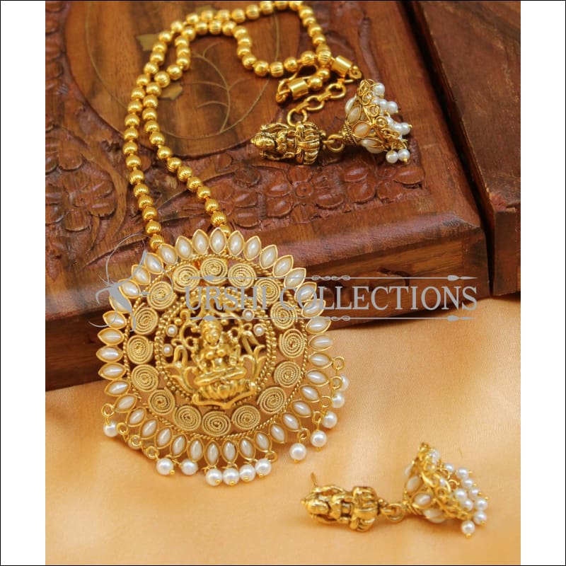 Designer Antique Temple Pendant Set UC-NEW1985 - White - Pendant Set