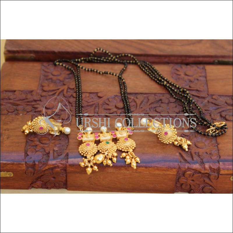 DESIGNER BLACK BEAD NECKLACE SET UC-NEW3093 - Mangalsutra