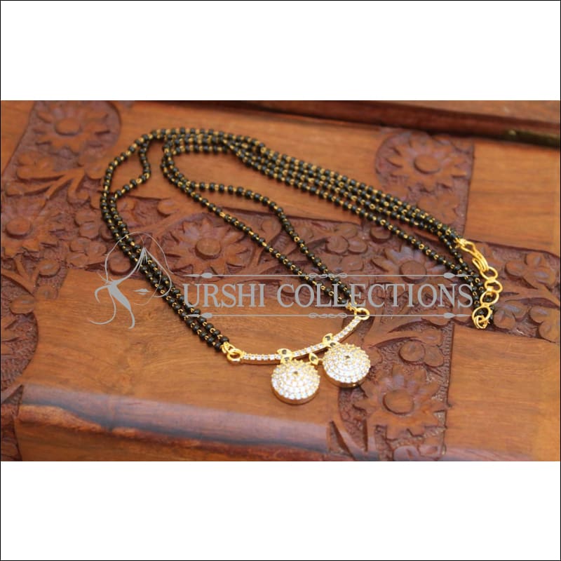 Designer Black Beads CZ Necklace Set UC-NEW1948 - Black - Mangalsutra