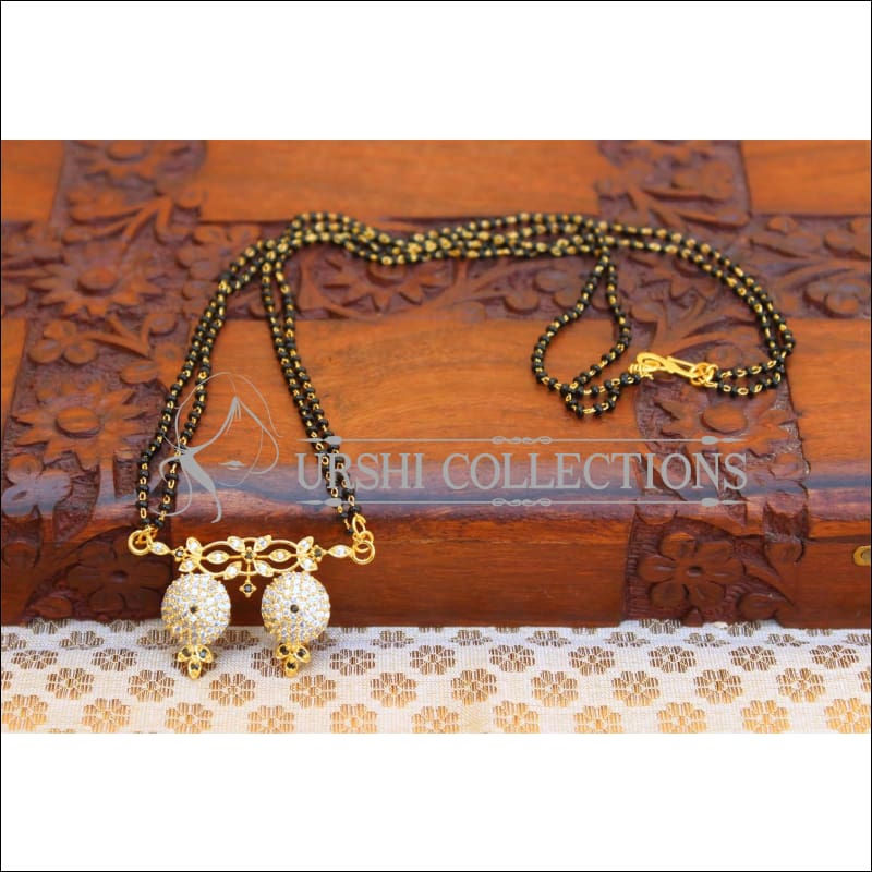 Designer Black Beads CZ Necklace Set UC-NEW1957 - Black - Mangalsutra