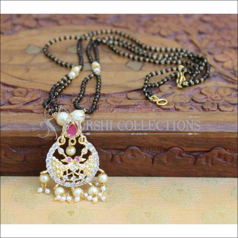 Designer Black Beads Necklace Set UC-NEW781 - Red - Mangalsutra