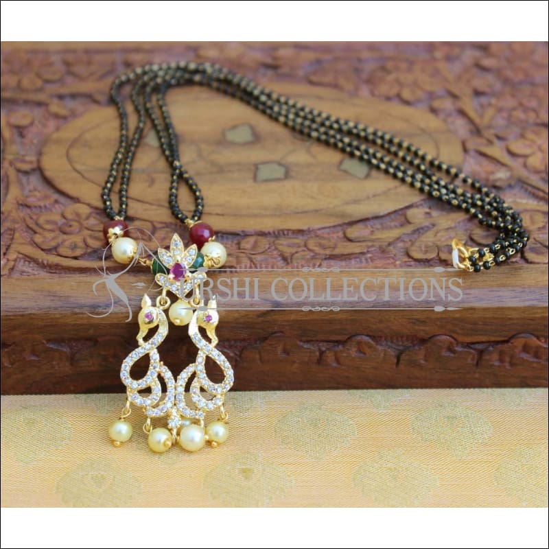 Designer Black Beads Peacock Necklace Set UC-NEW784 - Mangalsutra