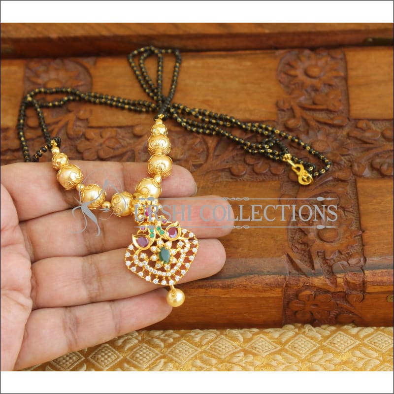 Designer CZ Black bead necklace M340 - Mangalsutra