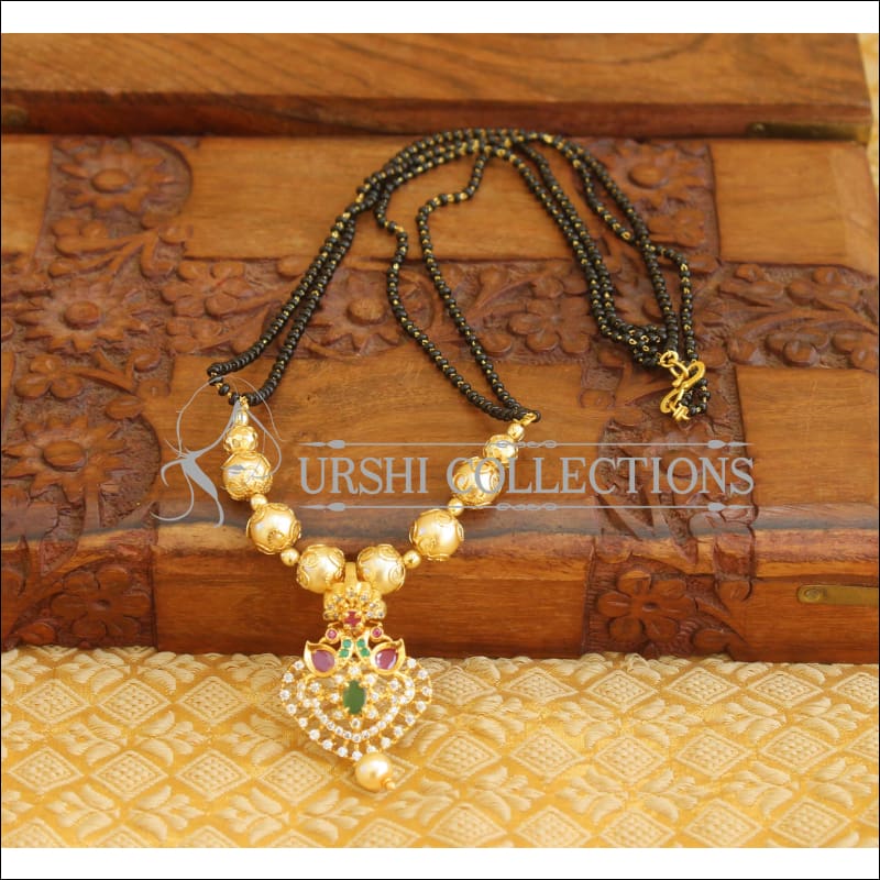 Designer CZ Black bead necklace M340 - Mangalsutra