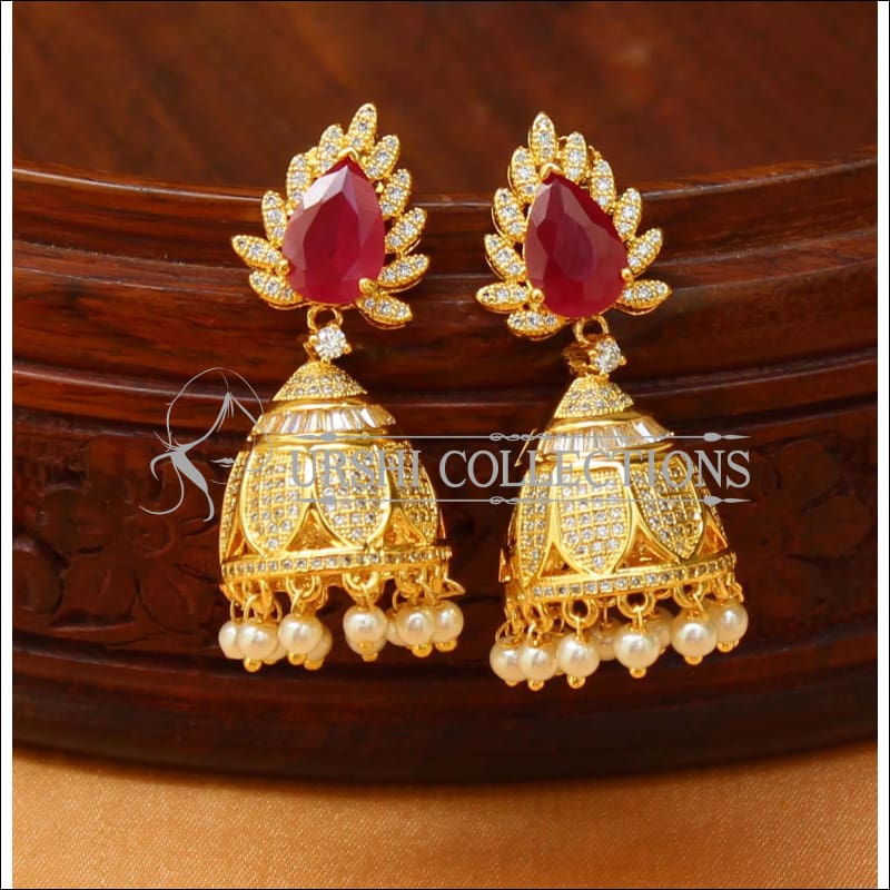 Designer CZ Earrings Set UC-NEW1421 - Ruby - Earrings