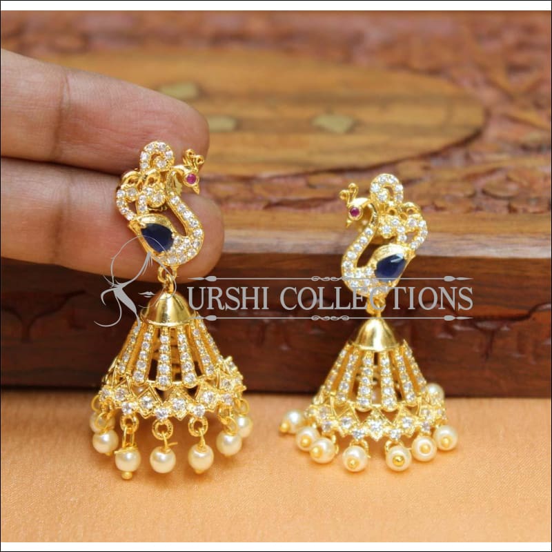 Designer CZ Earrings UC-NEW433 - Blue - Earrings