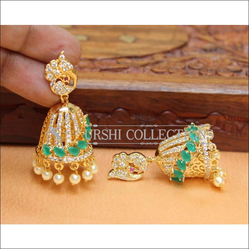 Designer CZ Earrings UC-NEW442 - Green - Earrings