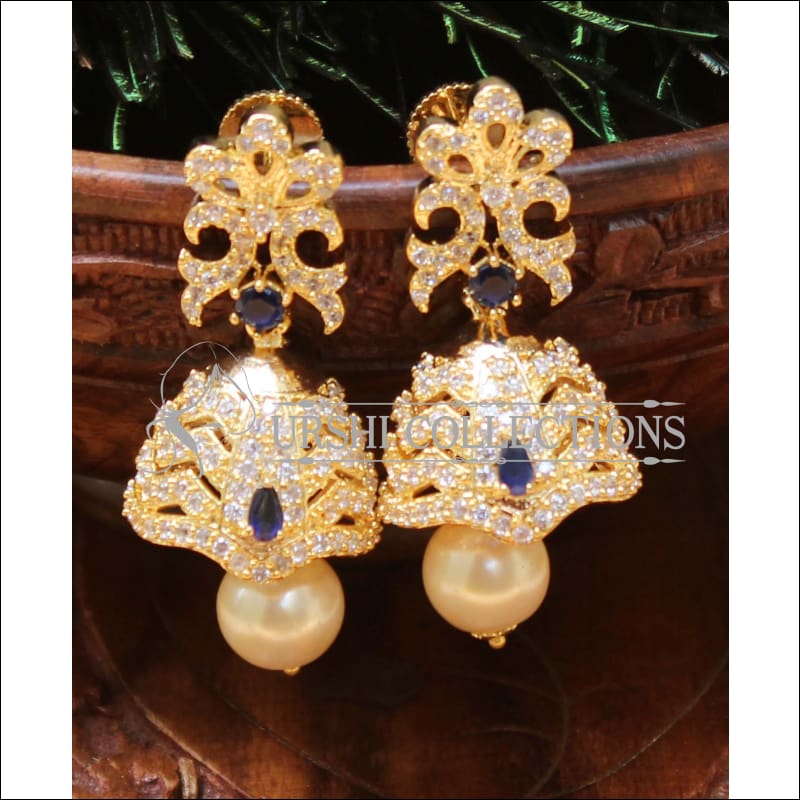 Designer CZ Earrings UC-NEW471 - Blue - Earrings