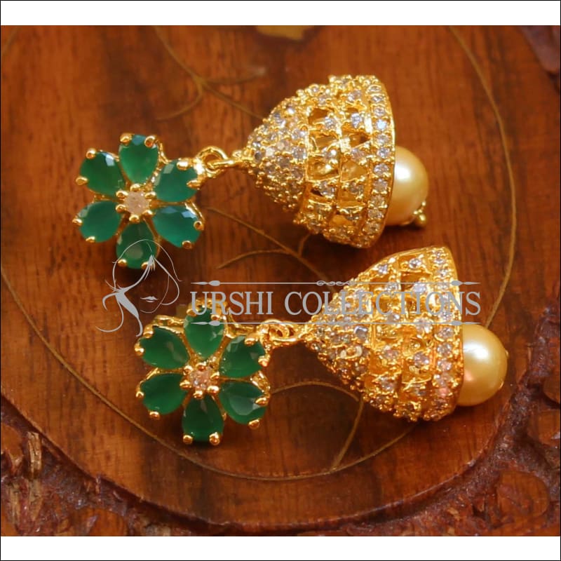Designer CZ Earrings UC-NEW474 - Green - Earrings