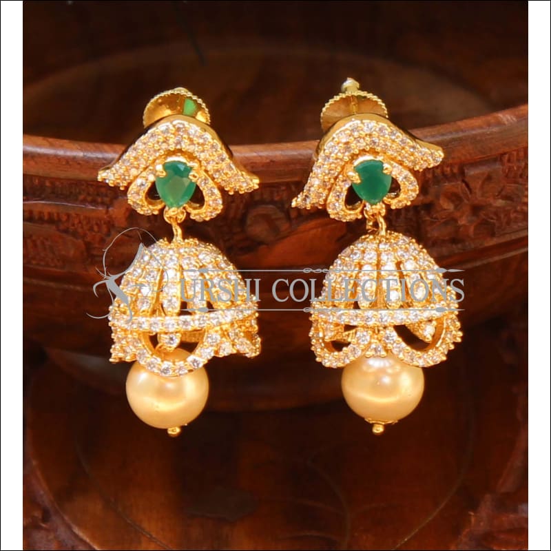 Designer CZ Earrings UC-NEW482 - Green - Earrings