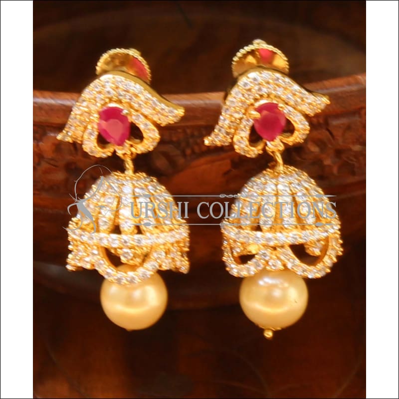 Designer CZ Earrings UC-NEW482 - Red - Earrings