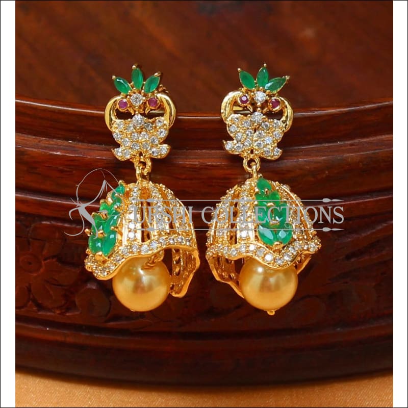 Designer CZ Earrings UC-NEW486 - Green - Earrings