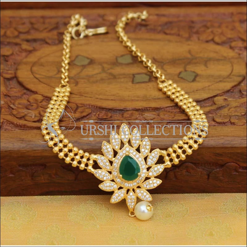 Designer CZ Gold Plated Bajuband UC-NEW958 - Green - BAJUBAND