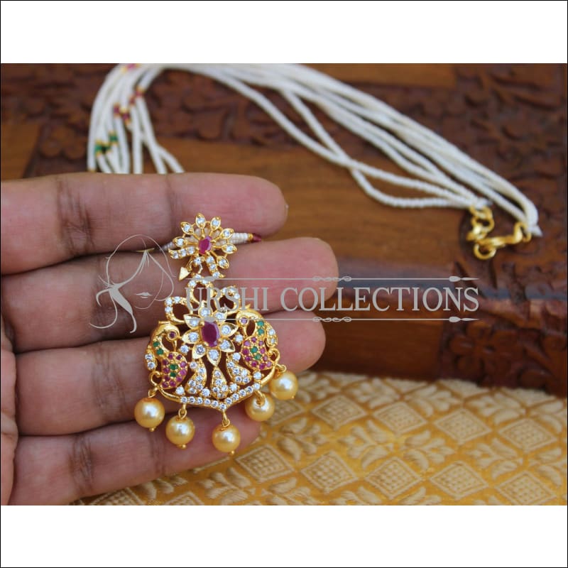 DESIGNER CZ GOLD PLATED HANDMADE PENDANT UTV277 - Pendant Set