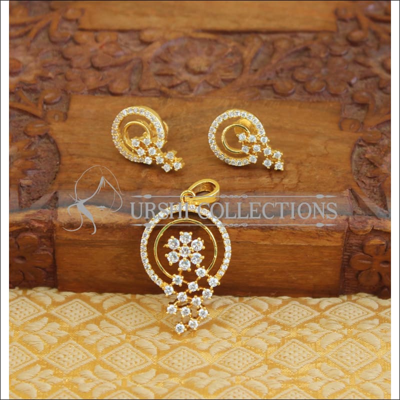Designer CZ Gold plated pendant set M206 - Pendant Set