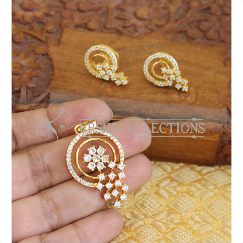 Designer CZ Gold plated pendant set M206 - Pendant Set