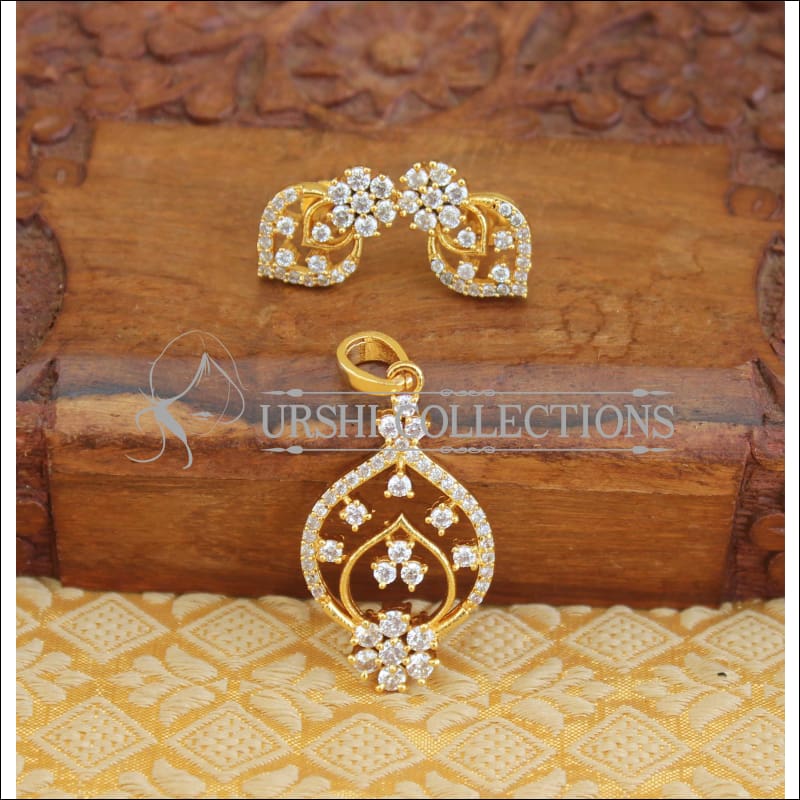 Designer CZ Gold plated pendant set M207 - Pendant Set