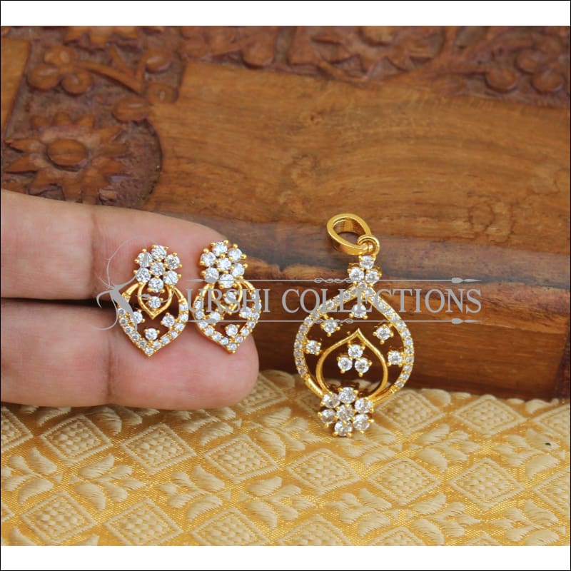 Designer CZ Gold plated pendant set M207 - Pendant Set