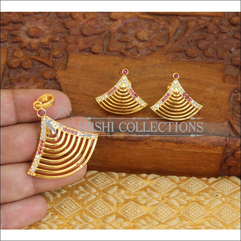 Designer CZ Gold plated pendant set M208 - Pendant Set