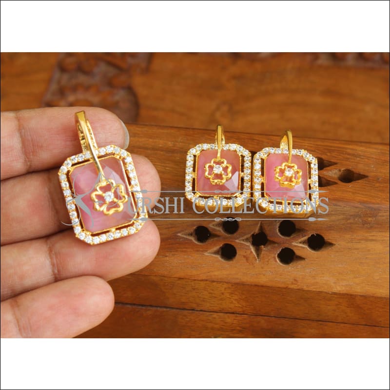 Designer CZ Gold plated pendant set M529 - Pendant Set