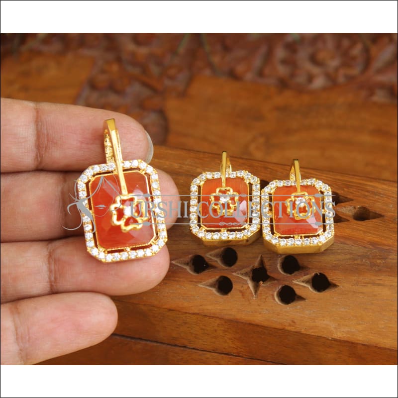 Designer CZ Gold plated pendant set M531 - Pendant Set