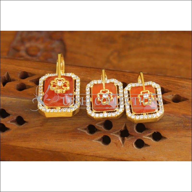 Designer CZ Gold plated pendant set M531 - Pendant Set