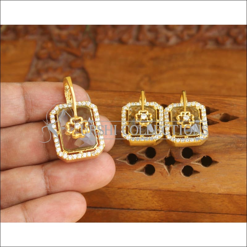 Designer CZ Gold plated pendant set M534 - Pendant Set