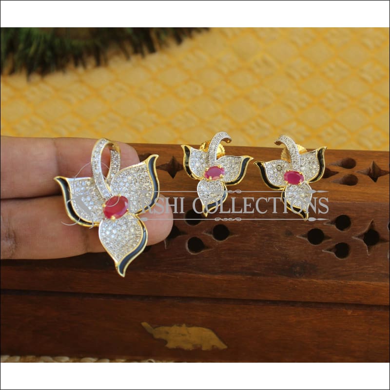 Designer CZ Gold plated pendant set M562 - Pendant Set