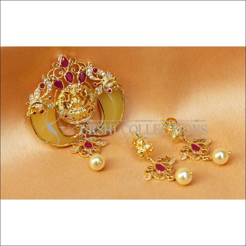 Designer CZ Gold Plated Temple Pendant Set UC-NEW1832 - Pendant Set