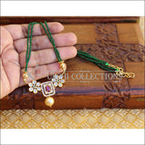 DESIGNER CZ HANDMADE CRYSTAL BEADS SET UC-NEW3311 - GREEN WITH RUBY CRYSTALS - Pendant Set