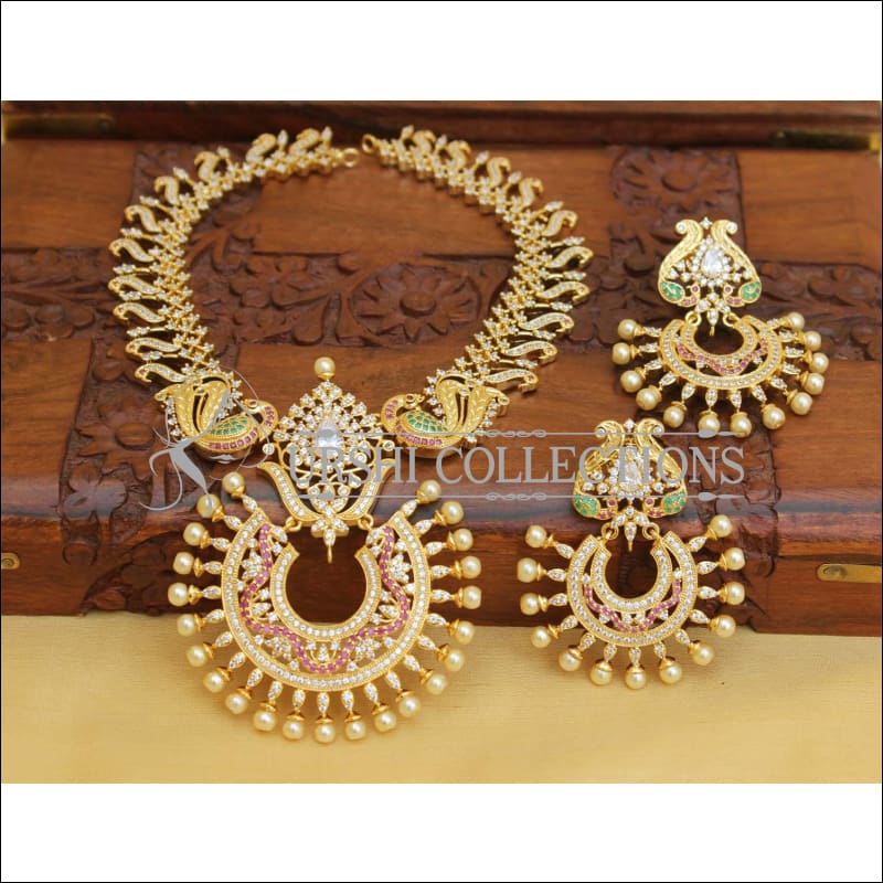 DESIGNER CZ JEWELLERY NECKLACE SET UC-NEW3221 - White - Necklace Set