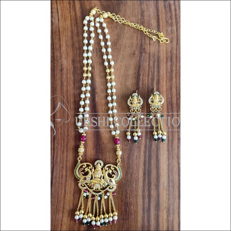 DESIGNER CZ LAKSHMI NECKLACE SET UTV987 - Necklace Set