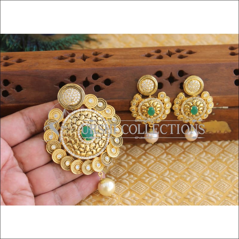 Designer CZ Matte finish pendant set M499 - Pendant Set