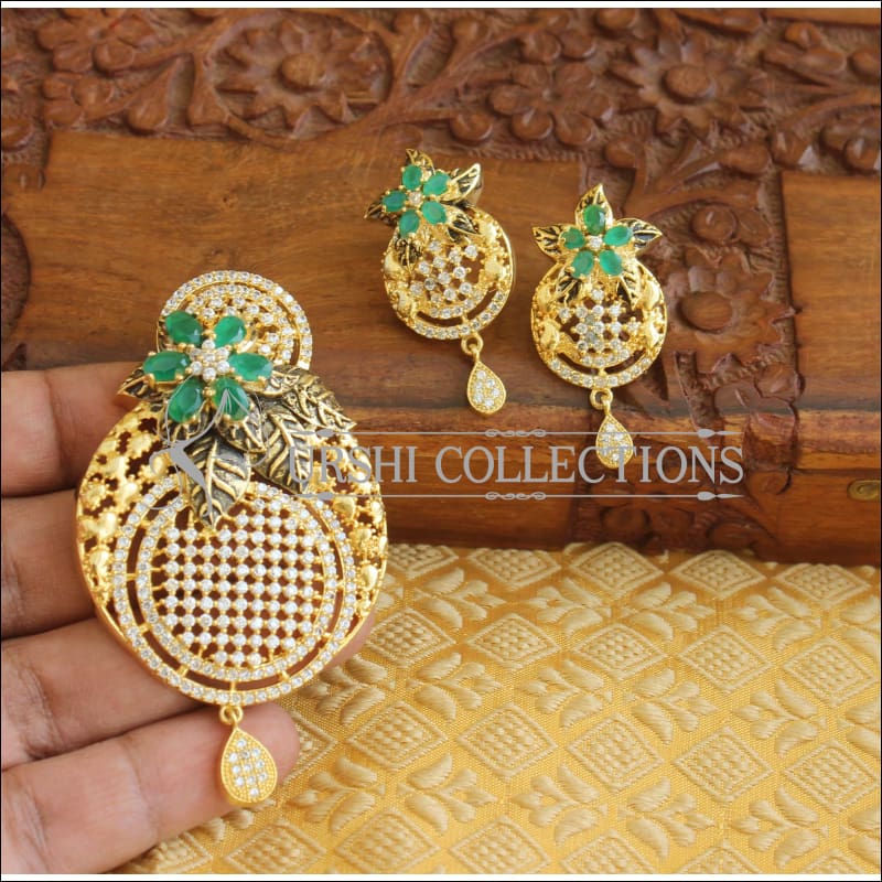 Designer CZ Matte finish pendant set M503 - Pendant Set