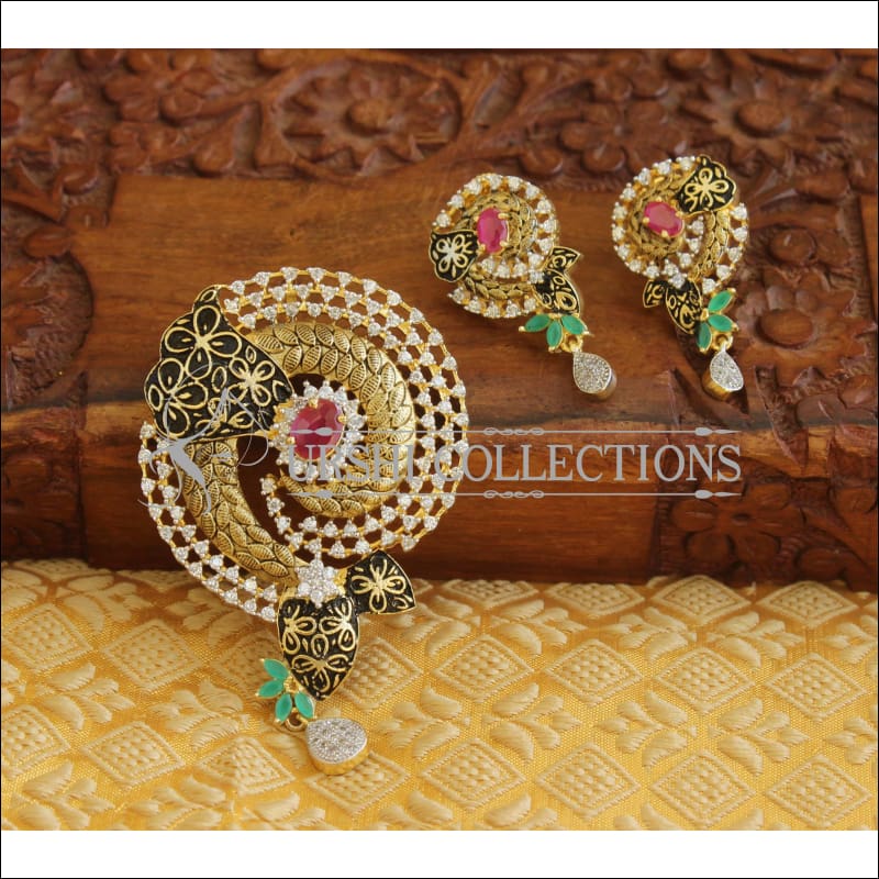 Designer CZ Matte finish pendant set M507 - MULTY - Pendant Set