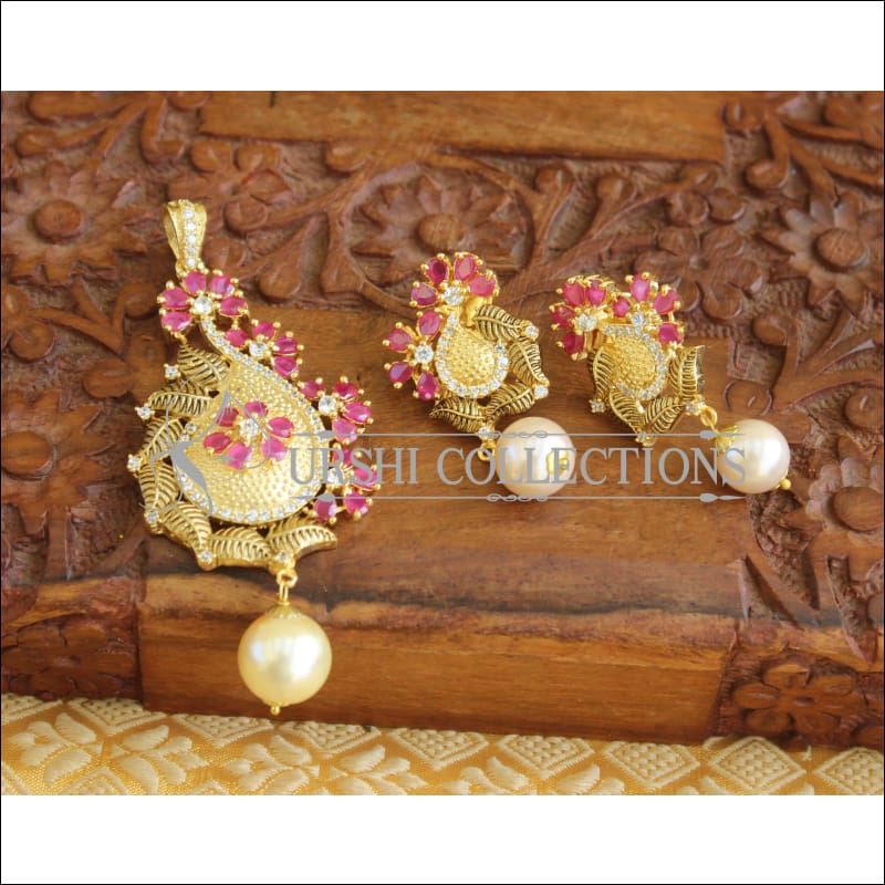 Designer CZ Matte finish pendant set M514 - Pendant Set