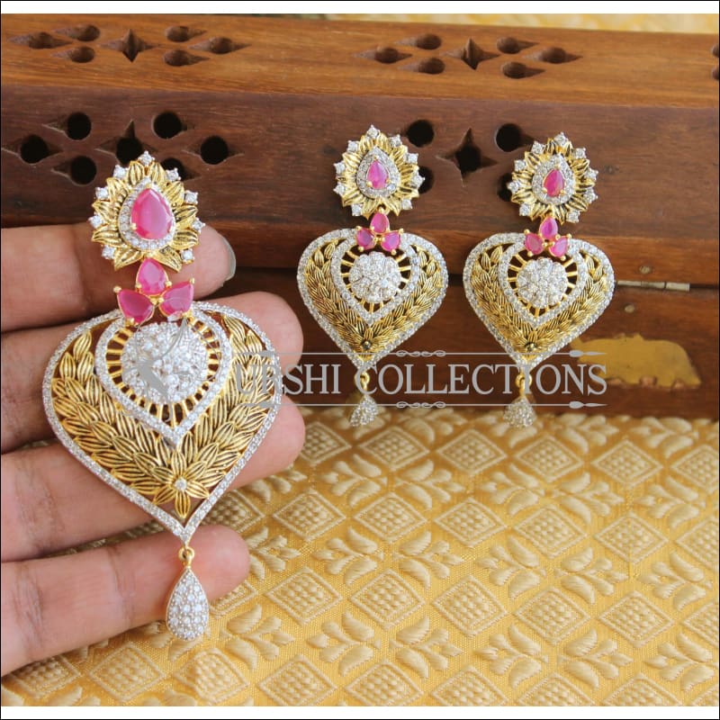 Designer CZ Matte finish pendant set M520 - Pendant Set