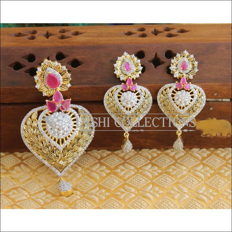 Designer CZ Matte finish pendant set M520 - Pendant Set