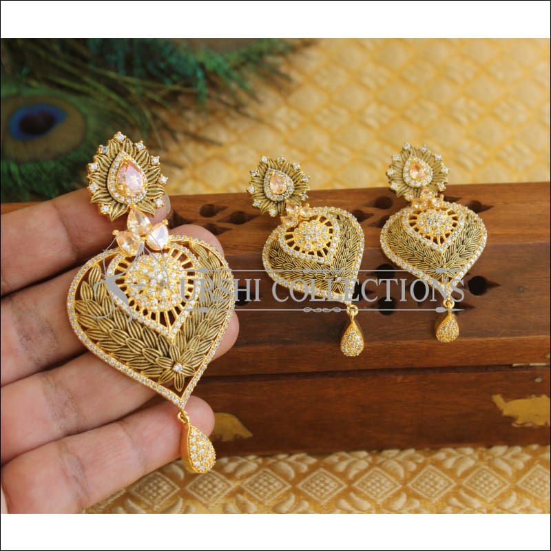 Designer CZ Matte finish pendant set M521 - Pendant Set