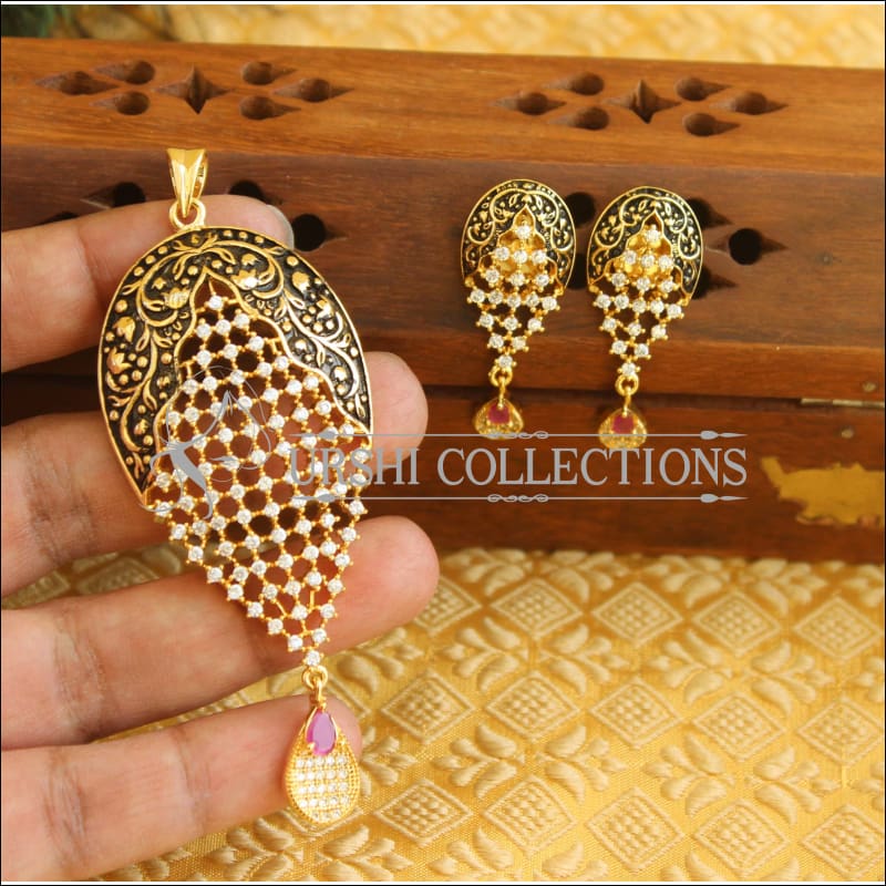 Designer CZ Matte finish pendant set M525 - Pendant Set