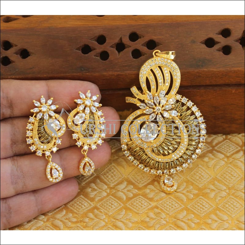 Designer CZ Matte finish pendant set M564 - Pendant Set