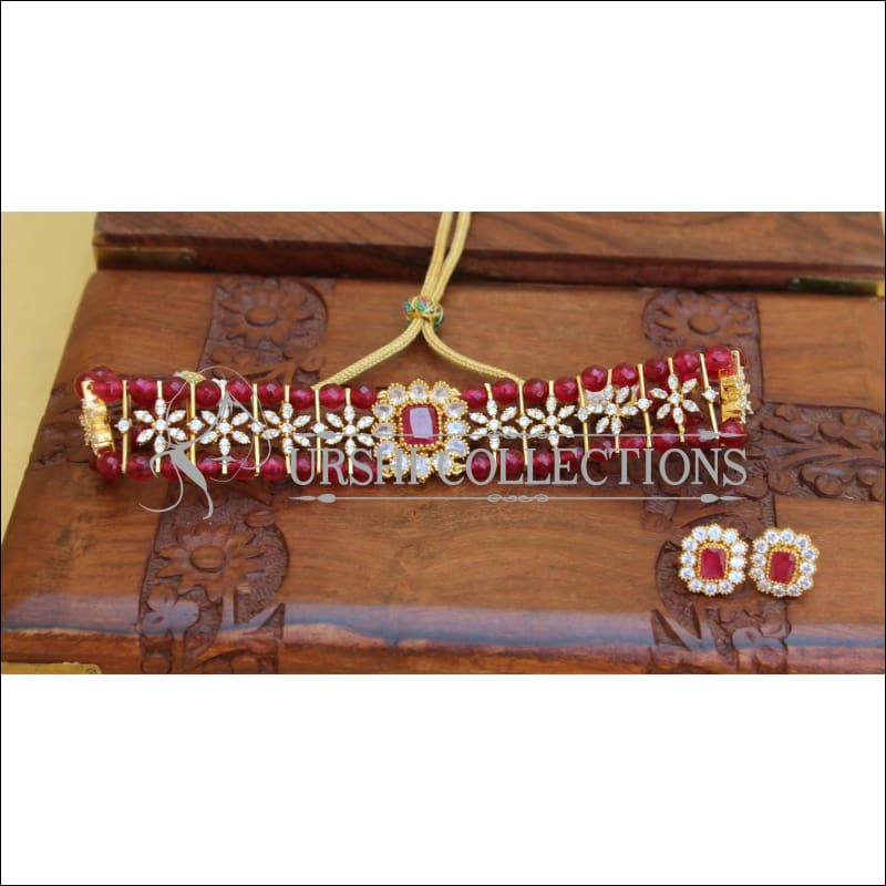 DESIGNER CZ NECKLACE SET WITH SCREW BACK EARRINGS UC-NEW2993 - Necklace Set