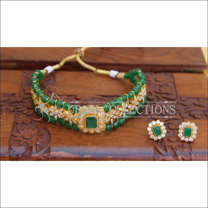 DESIGNER CZ NECKLACE SET WITH SCREW BACK EARRINGS UC-NEW2994 - Necklace Set