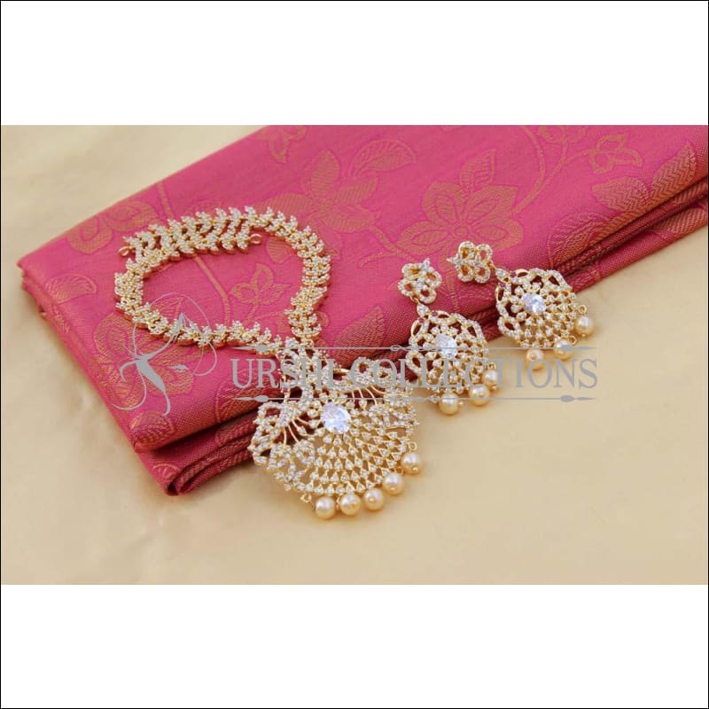 Designer CZ Peacock Necklace Set UC-NEW1887 - White - Necklace Set