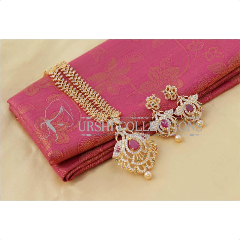 Designer CZ Peacock Necklace Set UC-NEW1910 - Multi - Necklace Set